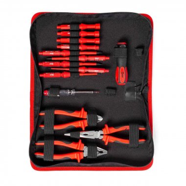 Фотография товара 'КВТ НИИ-08 Профессиональный набор диэлектрического инструмента электрика, 15 предметов'