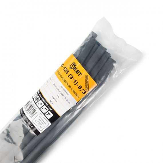 Фотография товара 'КВТ Трубка термоусадочная клеевая ТТК-135 (3:1)-9/3 черн, 104409'