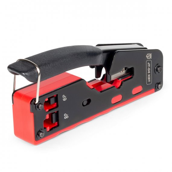 Фотография товара 'КВТ JT-04 Кримпер с 2 встроенными модулями для RJ-45, RJ-12, RJ-11 Серия ПРОФИ'
