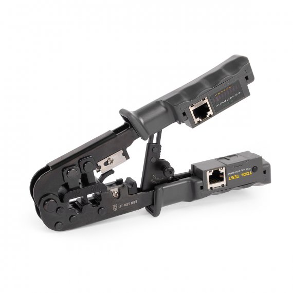 Фотография товара 'КВТ JT-02T Кримпер многофункциональный с 2 встроенными модулями для обжима RJ-45, RJ-12, RJ-11'