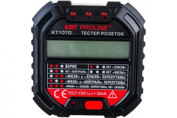 Фотография товара 'КВТ 86321 Тестер розеток и УЗО КТ 107D серия PROLINE'