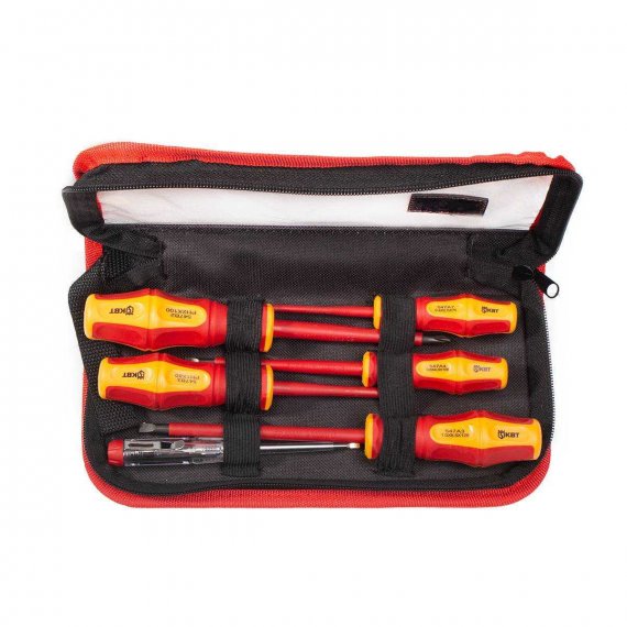 Фотография товара 'КВТ НИО-06-S ПРОФИ Набор диэлектрических отверток VDE из стали S2'