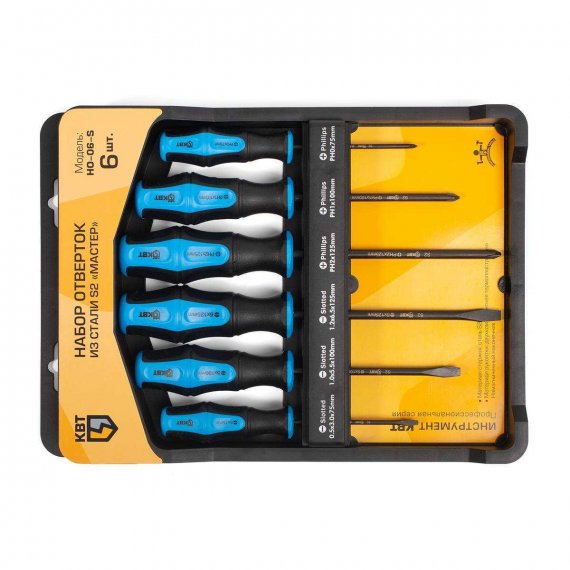Фотография товара 'КВТ НО-06-S Набор слесарных отверток из стали S2'