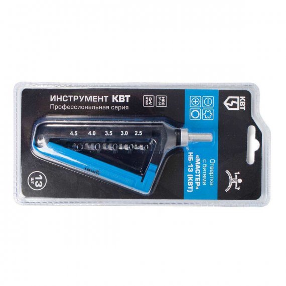 Фотография товара 'КВТ НБ-13 Отвертка реверсивная с битами, 13 предметов'